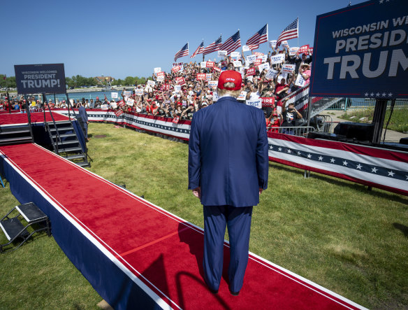 Donald Trump during his campaign rally in Racine, Wisconsin, this week.