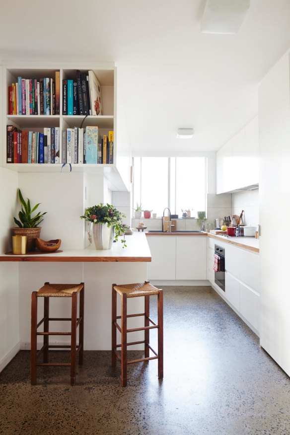 'One of the reasons I bought the apartment was the generous-sized kitchen in such a small home,' says Shelley, who knocked down two walls to open the space up.