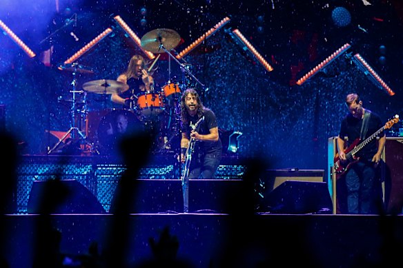 Dave Grohl of Foo Fighters performs onstage at GMHBA Stadium in Geelong during the US rock band's only Australian show.