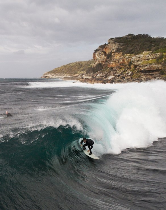 Winki pop surf break near Shelly Beach, Manly, as the swell increases this afternoon.