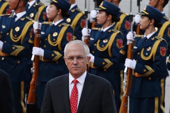 Malcolm Turnbull received a ceremonial welcome in China.