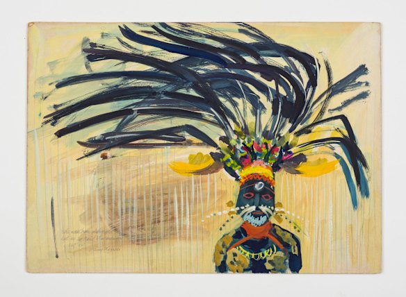 Study of tribal person from notes made from photographs lent by David Attenborough, 1954-56 