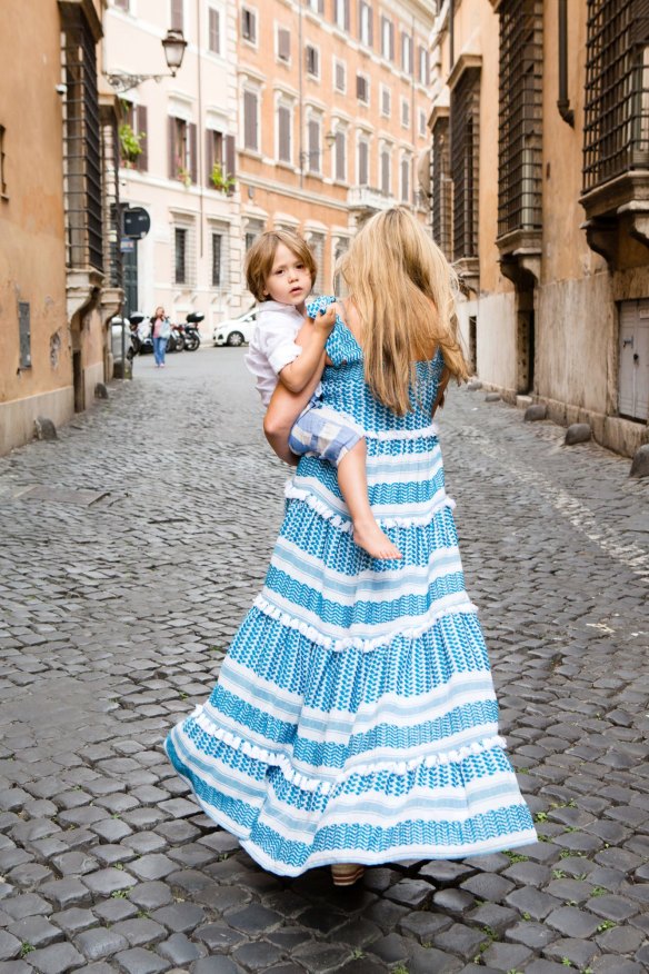 Collette Dinnigan with son Hunter in Rome.