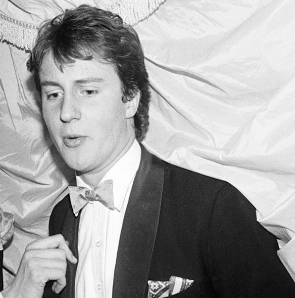 Fluffy-haired David Cameron suits up for his Valentine Ball at Oxford in 1987. 