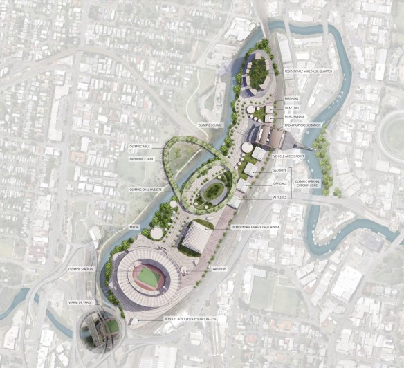 Concept plan for Brisbane Olympic Park, on the Mayne Yards.