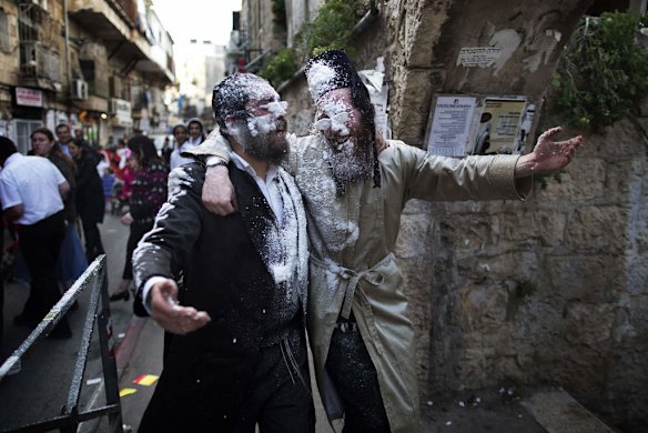 Ultra-Orthodox Jews celebrate the Jewish festival of Purim.