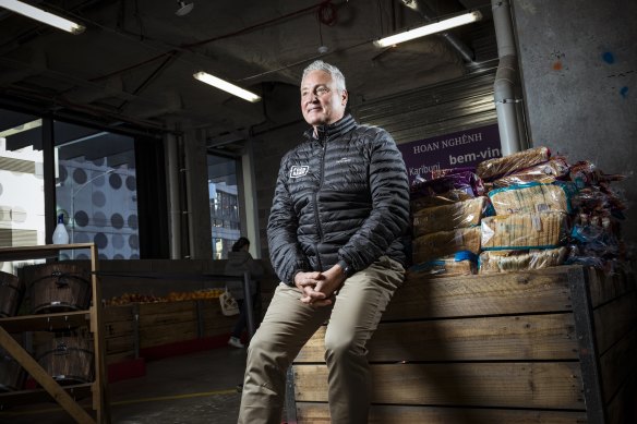 Foodbank, Dave McNamara at the charity’s LaTrobe Street pop-up site.