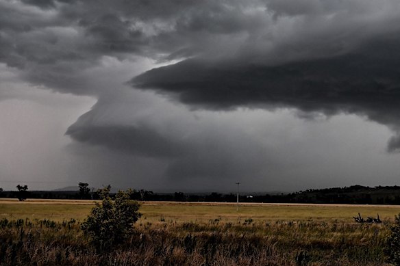 Another view of the supercell storm that formed near Dunedoo on Saturday.