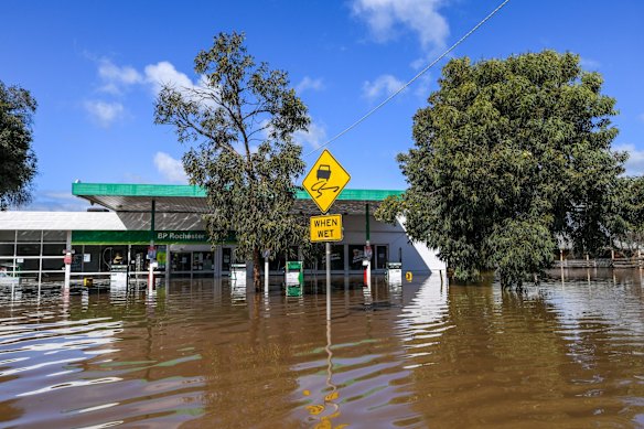 Flood waters devastate the town of Rochester in central Victoria.