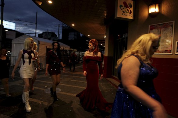 Early morning scenes on Oxford Street after the 2014 Sydney Gay and Lesbian Mardis Gras. Lockout rules had been implemented forcing pubs, bars and clubs to close at 1.30am in an effort to curb alcohol-fuelled violence.