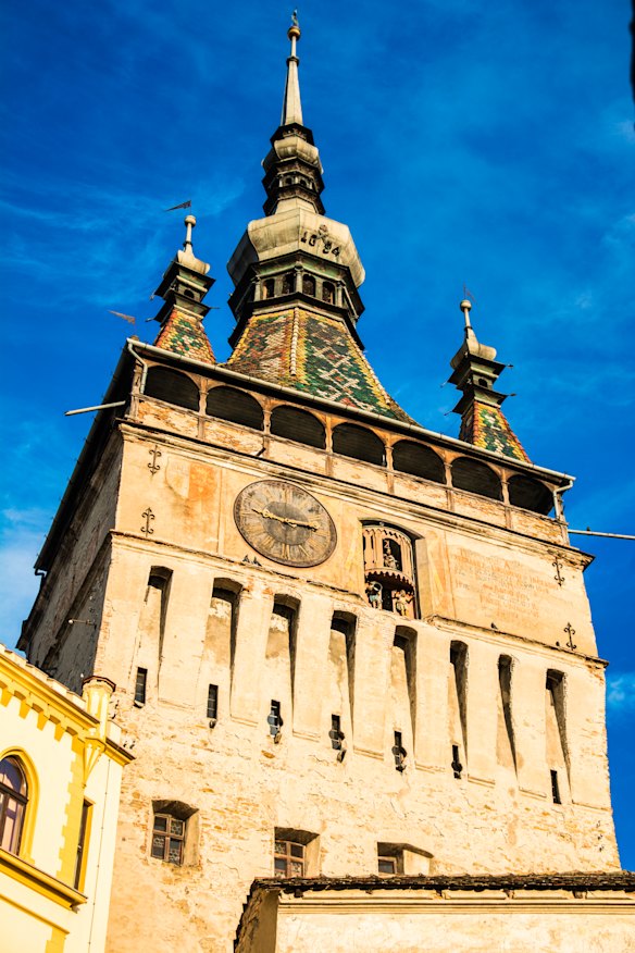 Sighisoara clock tower was built in the late 13th century in Transylvania.