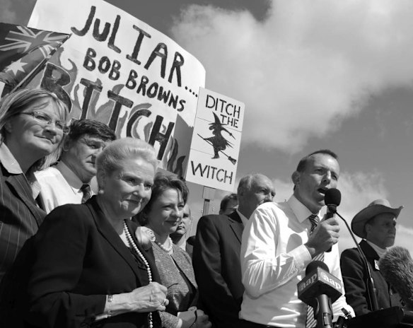 Opposition Leader Tony Abbott speaks at the No carbon tax rally outside Parliament House Canberra on Wednesday 23 March 2011.