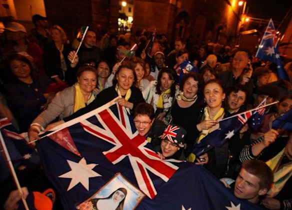 Australian pilgrims throng the streets of Rome ahead of the canonisation of Mary Mackillop at St Peter's.