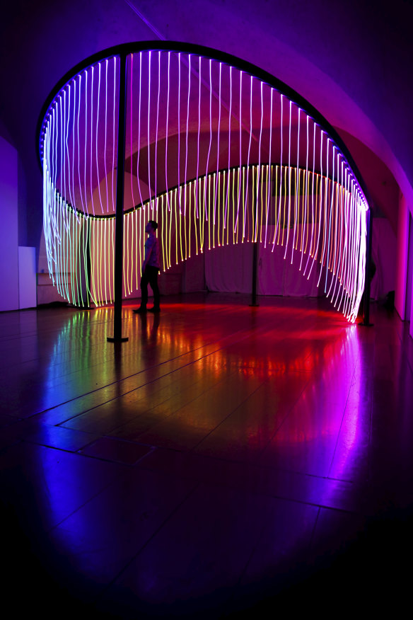Full Spectrum, by Flynn Talbot is a light installation showing at the London Design Biennale showcasing Australia’s gay marriage vote. 