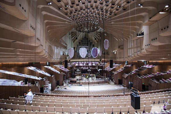 First peek at The Sydney Opera House's upgraded Concert Hall, ahead of it's opening in July.