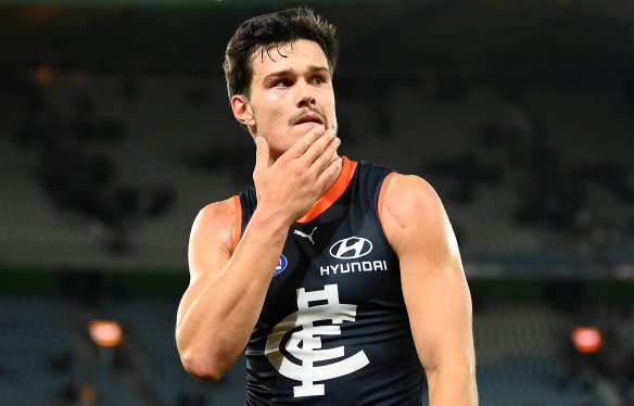 Back on track: Jack Silvagni will play his first senior game in 600 days, against Richmond on Thursday.