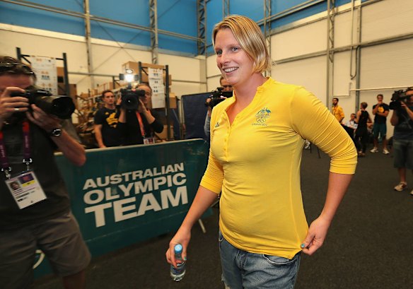 Leisel Jones of Australia arrives to be fitted for her Olympic outfit.
