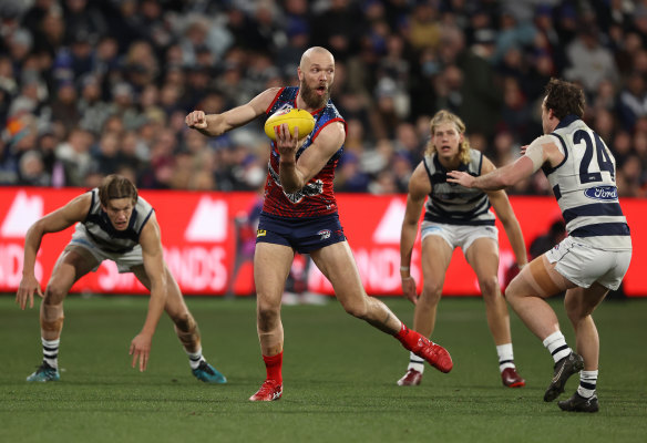 Max Gawn has paid close attention to the way Geelong’s talls operated last season, including having ruck Rhys Stanley push into defence.