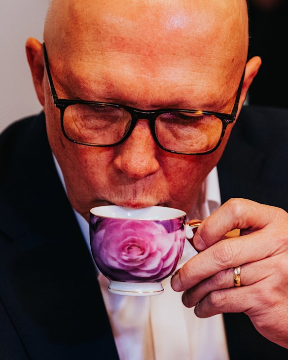 Dutton has tea at the Xavier family home in the electorate of McEwan in Victoria.