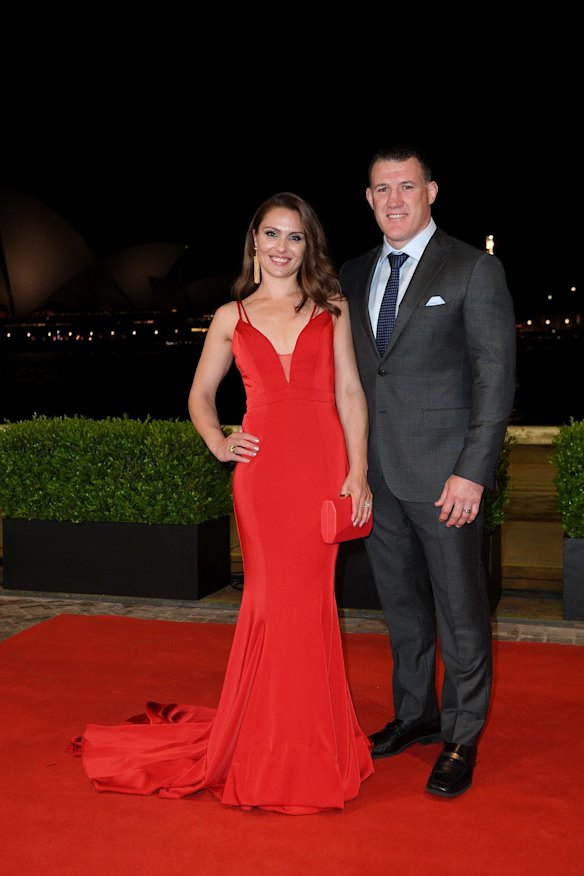 Cronulla Sharks player Paul Gallen and wife Anne arrive at the Dally M Awards.