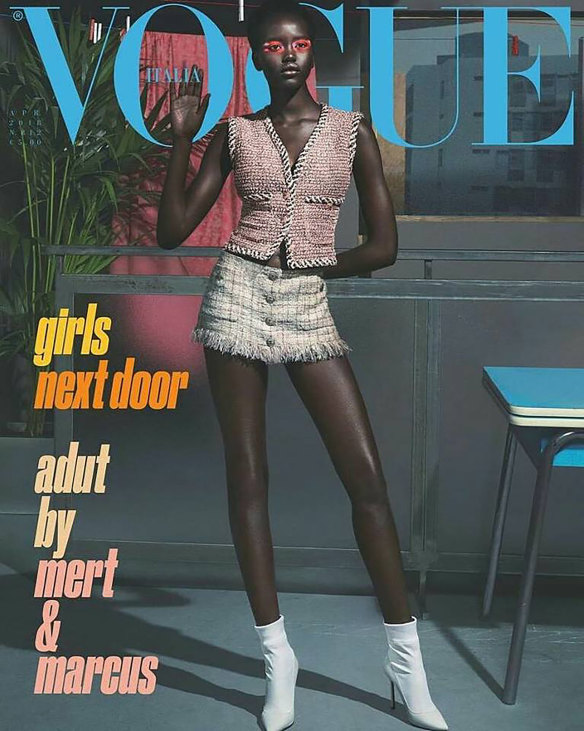 Adut Akech makes her stand on the cover of Vogue Italia.