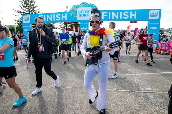 Runners at the finish line.