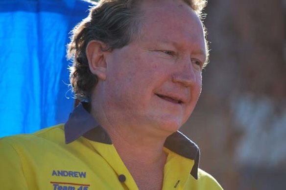 Fortescue Metals boss Andrew 'Twiggy' Forrest at the rally in Perth. Photo: Chalpat Sonti