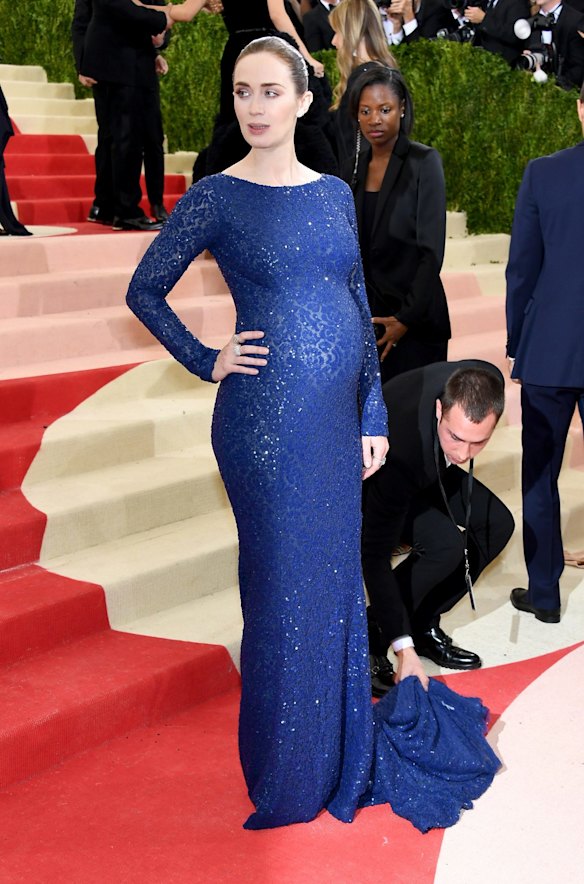 Actress Emily Blunt attends the "Manus x Machina: Fashion In An Age Of Technology" Costume Institute Gala at Metropolitan Museum of Art.