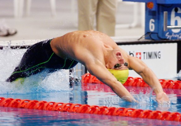 Matt Welsh in the final of the 100m backstroke.