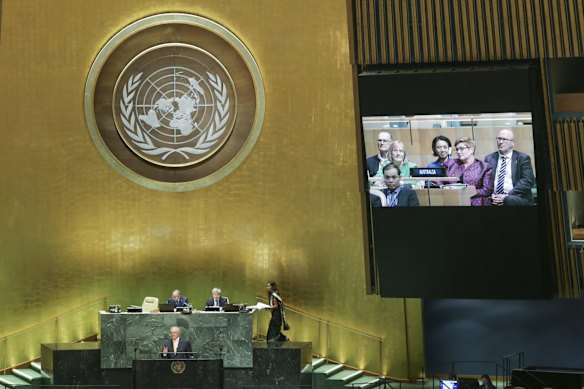 Prime Minister Scott Morrison delivers the Australian National Statement to the United Nations  General Assembly in New York.