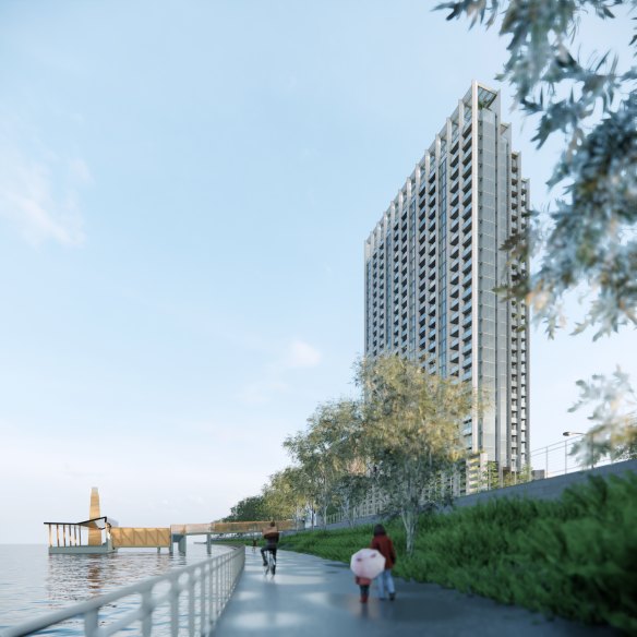 The proposed tower overlooks Coronation Drive to the Brisbane River.