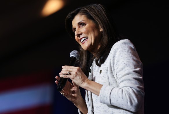 Nikki Haley speaks at a rally in her home state of South Carolina on Wednesday evening.