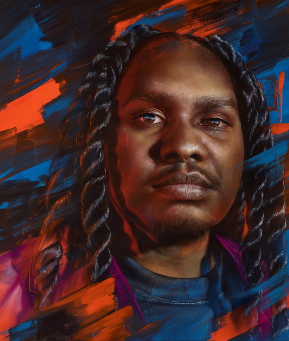 A portrait of Baker Boy by Matt Adnate, titled <i>Rhythms of Heritage</i>, has won the Packing Room Prize.