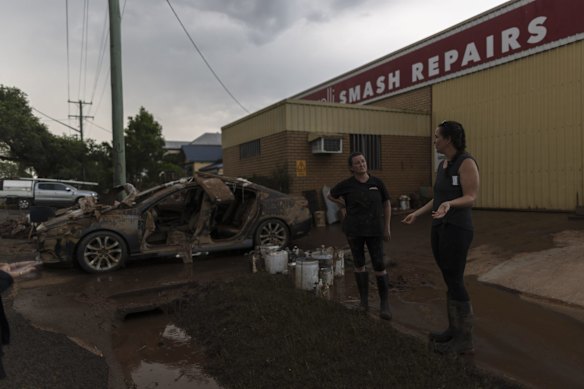 Tracey Dwyer, owner of Minarelli Smash Repairs, with her friend Crystal Dwight.