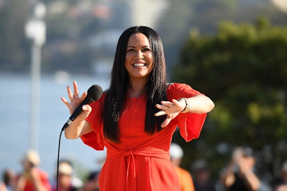Christine Anu performs during the Australia Day Wugulora Morning Ceremony on the Walumil Lawns.