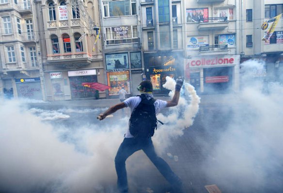 Unleashing the fury: A protestor in Gezi Park in May 2013.