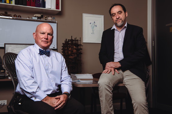 Professor Domenic Rowe,  left) and Dr Gilles Guillemin have been leading research in Australia to identify the causes of MND and to threat sufferers from the fatal disease.