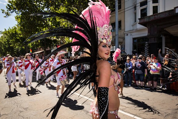 Members of the Latin American and Hispanic Rainbow Community take part in this year's Pride March.