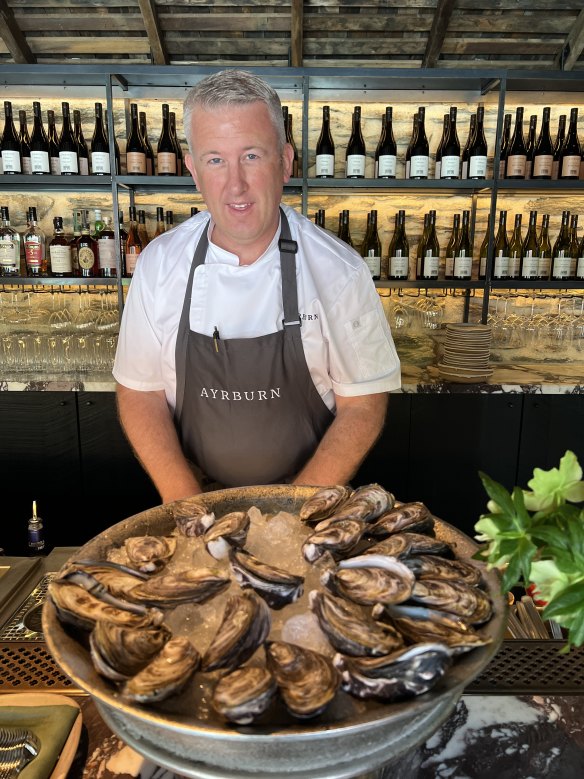 Richard Highnam, executive chef, shucking a platter of Bluff oysters. 