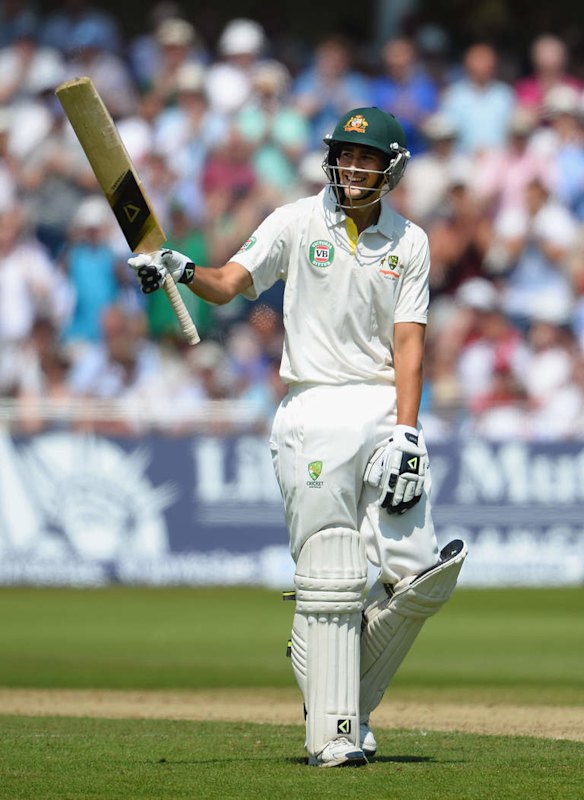 Ashton Agar of Australia acknowledges his half century during day two of the 1st Investec Ashes Test match.