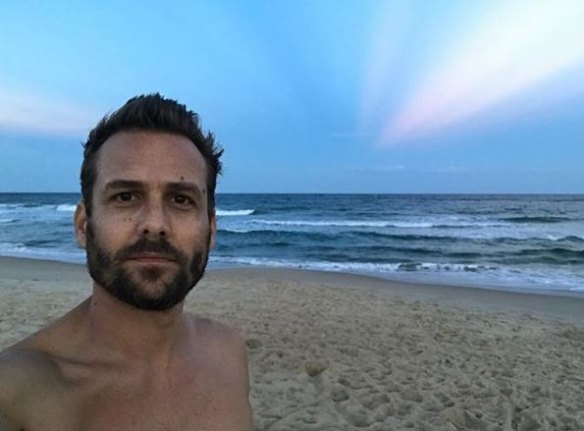 Gabriel Macht on a beach in Queensland this week.