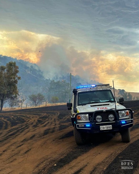 The fire is burning about 85-kilometres north of Perth.