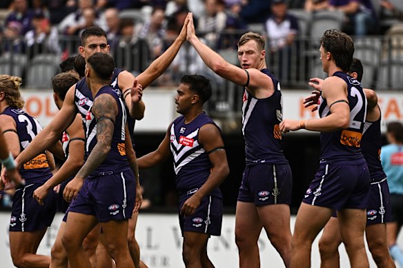 High five: The Dockers are in control.