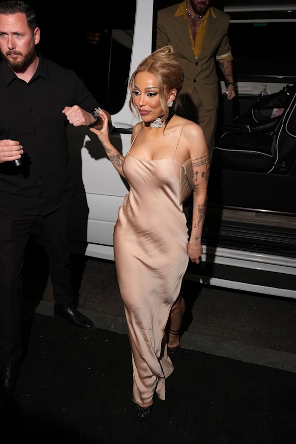 Doja Cat in Saint Laurent at the Met Gala after-party. 