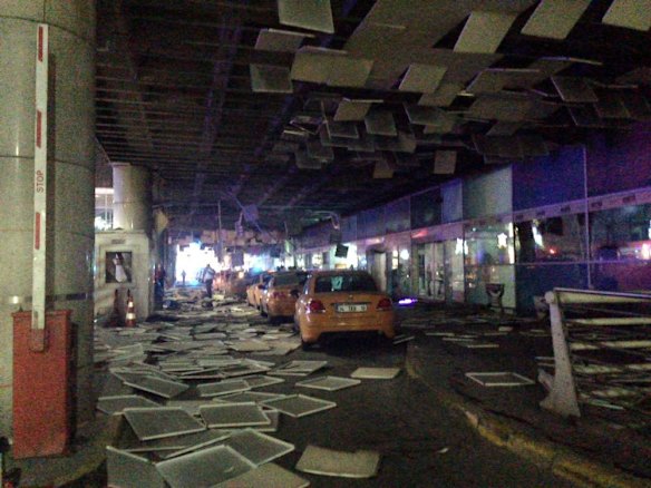 An entrance of the Ataturk Airport in Istanbul after the deadly explosions.