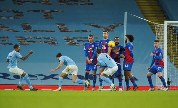 Raheem Sterling's spectacular free kick capped City's 4-0 demolition of Palace.