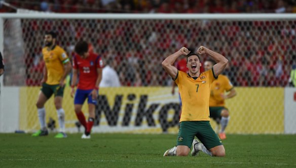 Mathew Leckie celebrates.