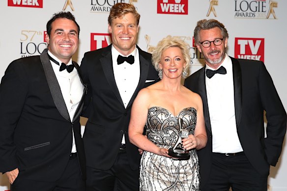 Miguel Maestre, Chris Brown, Amanda Keller and Barry Du Bois, hosts of <i>The Living Room</i>, winner of Most Popular Lifestyle Program.
