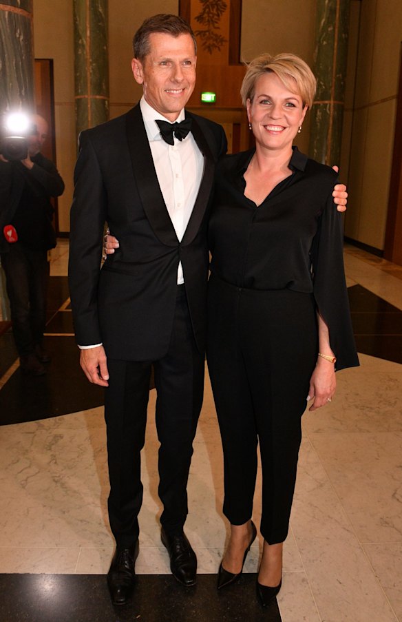 Deputy Leader of the Opposition Tanya Plibersek and husband Michael Coutts-Trotter arrive for the annual Mid Winter Ball at Parliament House in Canberra, Wednesday, September 12, 2018.