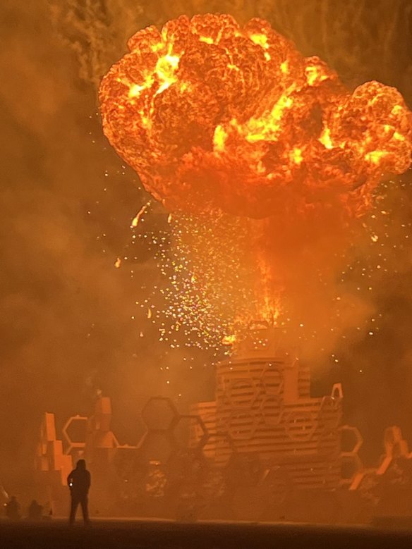 The burn begins at the end of Burning Man 2023 on Tuesday.